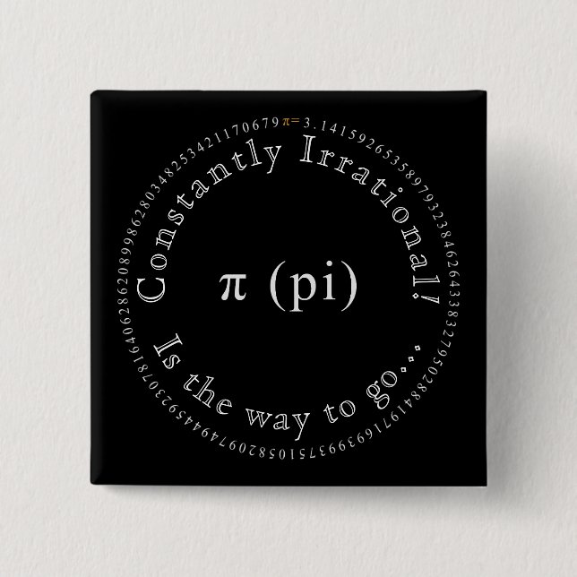 Badge Carré 5 Cm Pi, L'Enseignant Mathématique Irrationnel Constant (Devant)