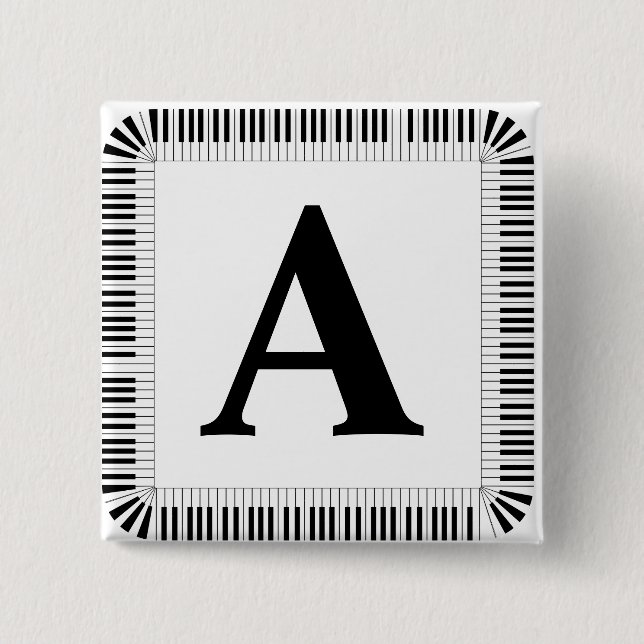 Badge Carré 5 Cm Piano Keys Monogram Piano Player  (Devant)