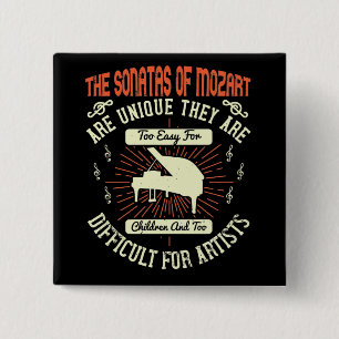 Badge Carré 5 Cm Piano - Les Sonatas De Mozart