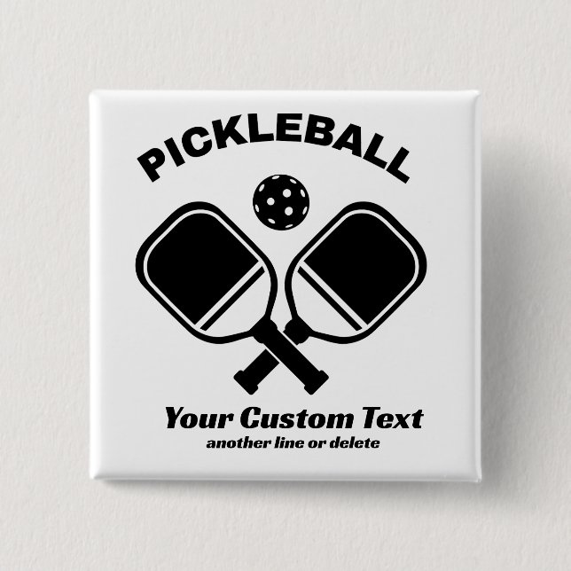 Badge Carré 5 Cm Pickleball Club Pickleball Paddle & Ball Custom (Devant)
