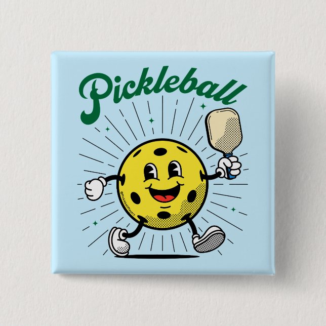 Badge Carré 5 Cm PICKLEBALL MASCOT par PickleballPlayerz (Devant)