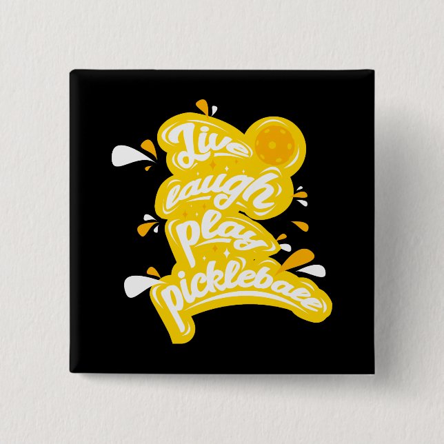 Badge Carré 5 Cm Pickleball - Rire en direct Jouer Pickleball (Devant)