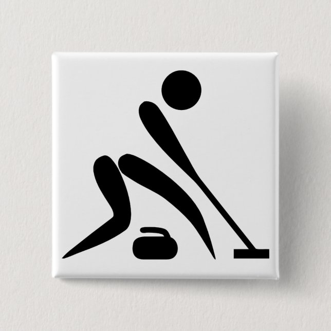 Badge Carré 5 Cm Pictogramme de curling (Devant)