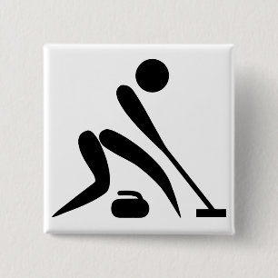Badge Carré 5 Cm Pictogramme de curling