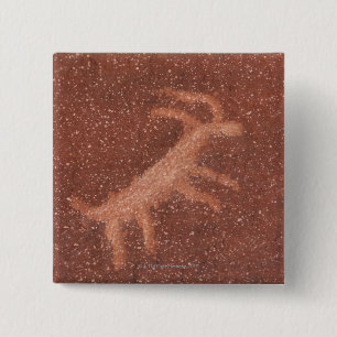 Badge Carré 5 Cm Pictographe d'antilope sur le mur de grès rouge,