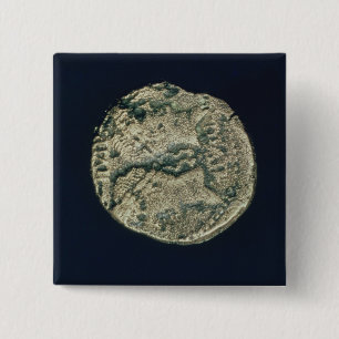 Badge Carré 5 Cm Pièce de monnaie avec des têtes de Jules César 