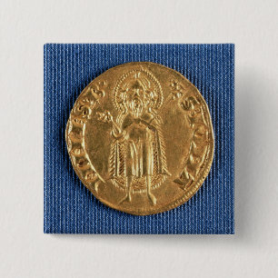 Badge Carré 5 Cm Pièce d'or, avec St John le baptiste, XVIème