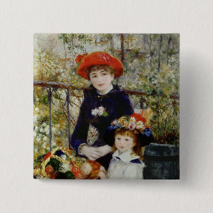 Badge Carré 5 Cm Pierre A Renoir   Deux Soeurs, ou Sur La Terrasse