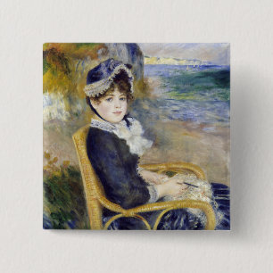 Badge Carré 5 Cm Pierre-Auguste Renoir - Au bord de la mer