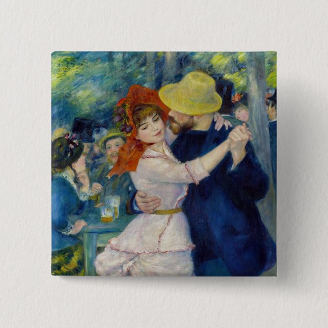 Badge Carré 5 Cm Pierre-Auguste Renoir - Danse à Bougival (Devant)