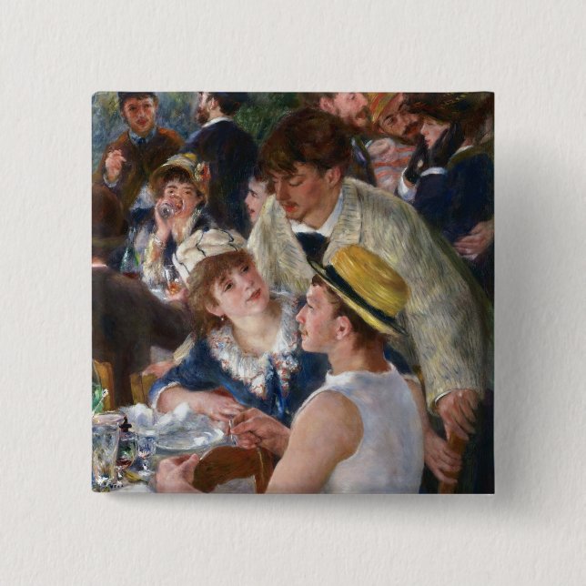 Badge Carré 5 Cm Pierre-Auguste Renoir - Déjeuner de la fête nautiq (Devant)