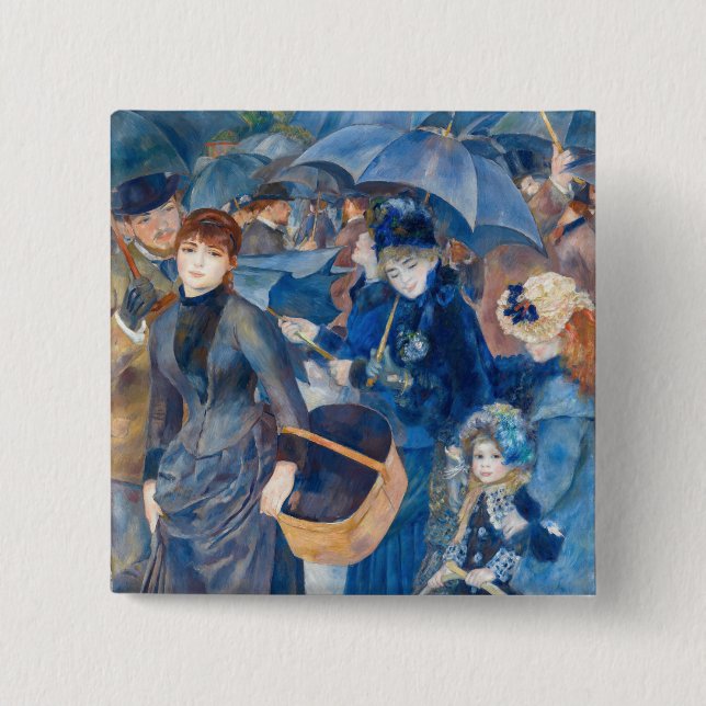 Badge Carré 5 Cm Pierre-Auguste Renoir - Les Parapluies (Devant)