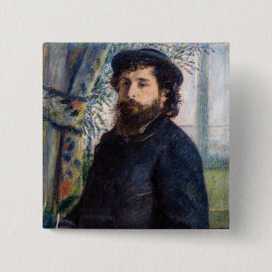 Badge Carré 5 Cm Pierre Auguste Renoir - Portrait de Claude Monet
