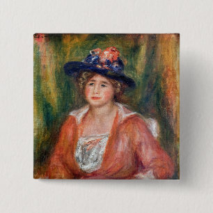 Badge Carré 5 Cm Pierre-Auguste Renoir - Portrait d'une femme assis
