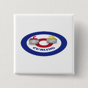 Badge Carré 5 Cm Pierre de curling