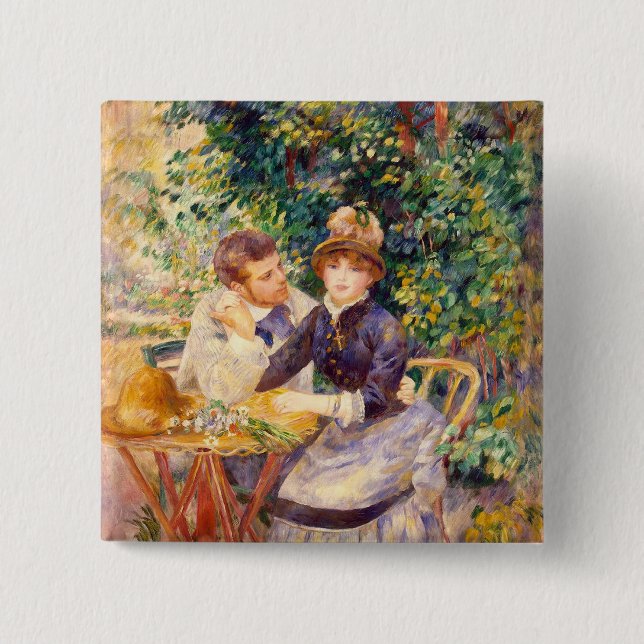 Badge Carré 5 Cm Pierre un Renoir | dans le jardin (Devant)