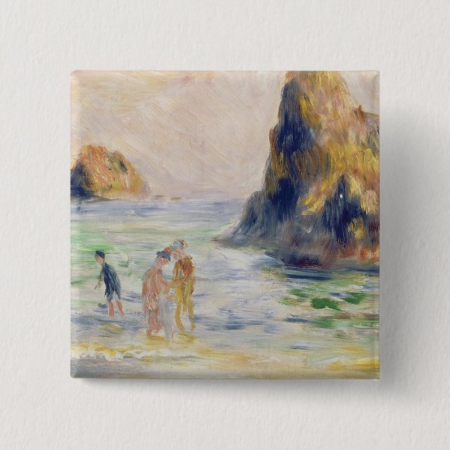 Badge Carré 5 Cm Pierre une baie de Renoir | Moulin Huet, Guernesey (Devant)