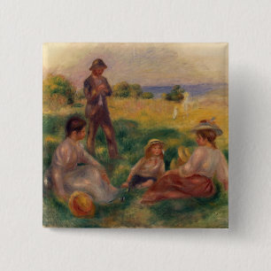 Badge Carré 5 Cm Pierre une partie de Renoir dans le pays chez