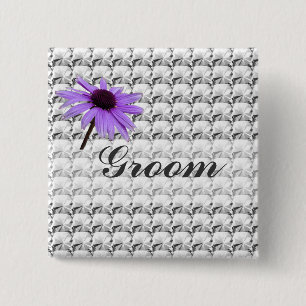 Badge Carré 5 Cm pierres gemmes claires et fleur de marguerite mari