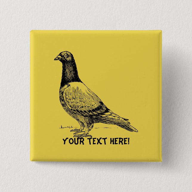 Badge Carré 5 Cm Pigeon (Devant)