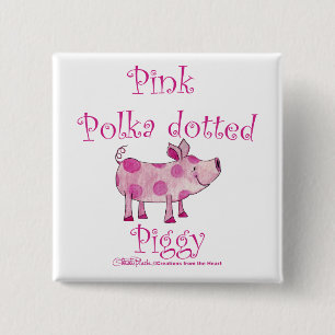 Badge Carré 5 Cm Piggy Piggy Pointe Rose