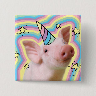 Badge Carré 5 Cm Piglet magique Unicorn