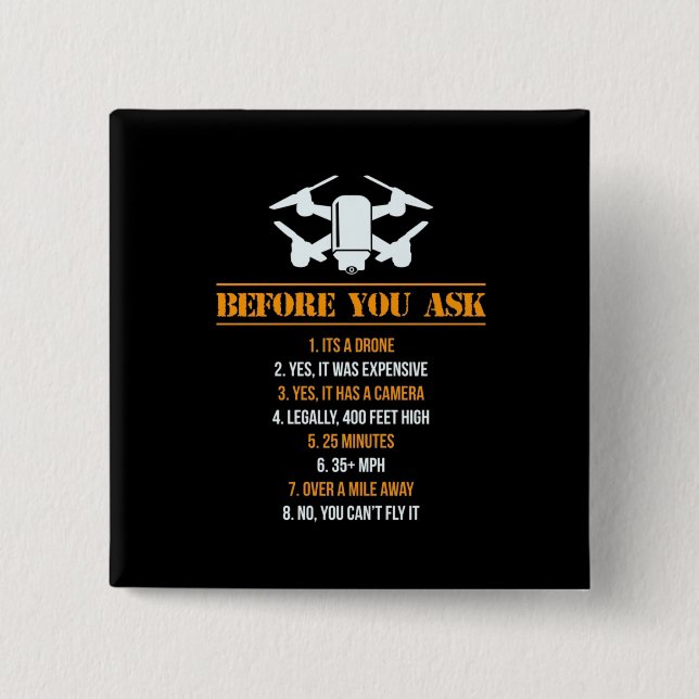 Badge Carré 5 Cm Pilote de Before You Ask (Devant)