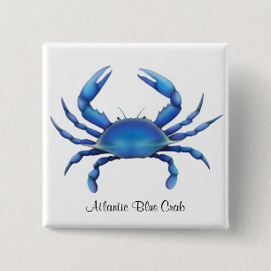 Badge Carré 5 Cm Pin atlantique de crabe bleu