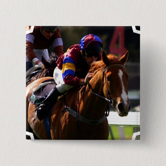 Badge Carré 5 Cm Pin carré de course de chevaux (Devant)