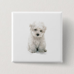Badge Carré 5 Cm Pin carré mignon de Bichon Frise