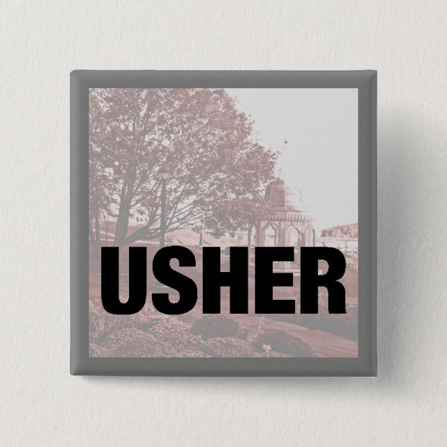 Badge Carré 5 Cm Pin classique d'Usher de souvenirs de mariage (Devant)