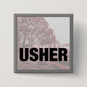 Badge Carré 5 Cm Pin classique d'Usher de souvenirs de mariage