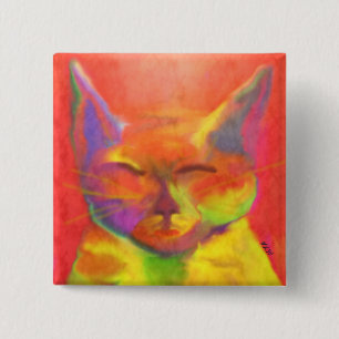 Badge Carré 5 Cm Pin coloré d'art de chat