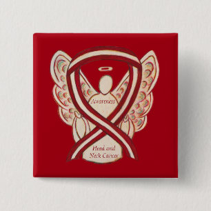 Badge Carré 5 Cm Pin d'ange de la tête et du cou de sensibilisation