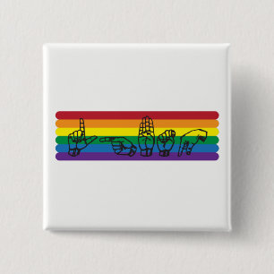 Badge Carré 5 Cm Pin d'arc-en-ciel d'ASL LGBTQ