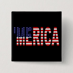Badge Carré 5 Cm Pin de bouton de MERICA de drapeau des USA '