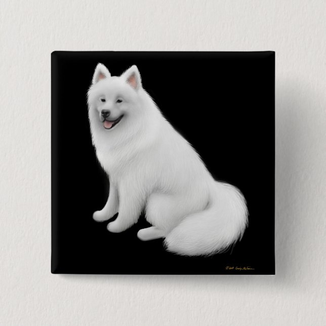 Badge Carré 5 Cm Pin de chien de Samoyed (Devant)