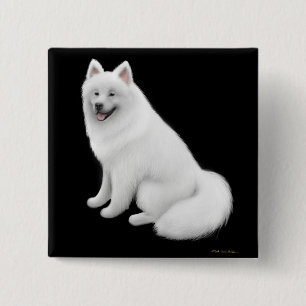 Badge Carré 5 Cm Pin de chien de Samoyed