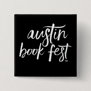 BADGE CARRÉ 5 CM PIN DE FEST DE LIVRE D'AUSTIN