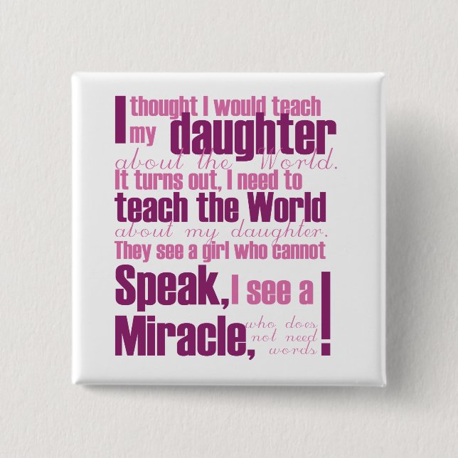 Badge Carré 5 Cm Pin de fille (Devant)