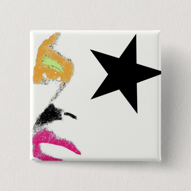 Badge Carré 5 Cm Pin de mod de vedette du rock (Devant)