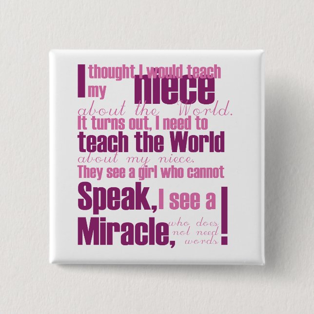 Badge Carré 5 Cm Pin de nièce (Devant)