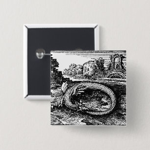 Badge Carré 5 Cm Pin-de retour de serpent d'Ouroboros