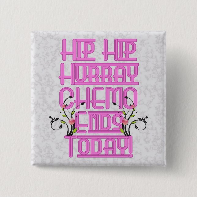 Badge Carré 5 Cm Pin de survivant de chimio de Cancer (Devant)