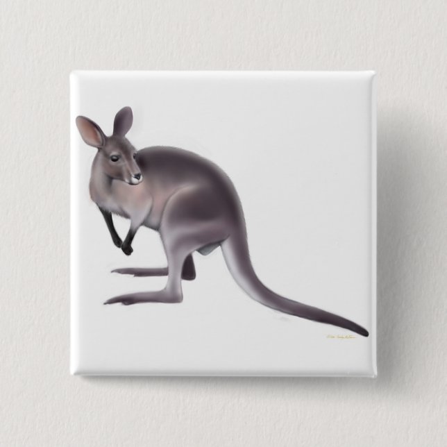 Badge Carré 5 Cm Pin de wallaby de Bennetts (Devant)