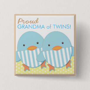 Badge Carré 5 Cm Pin fier de grand-maman de garçons jumeaux mignons