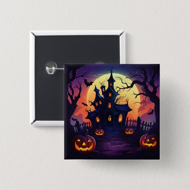 Badge Carré 5 Cm Pin Halloween (Devant & derrière)
