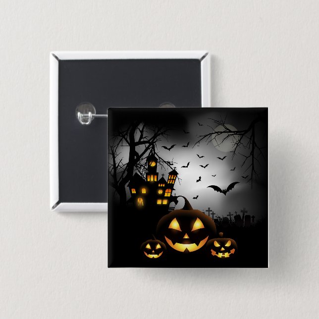 Badge Carré 5 Cm Pin Halloween (Devant & derrière)
