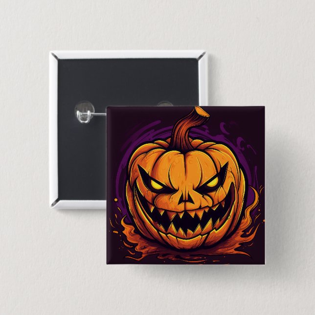 Badge Carré 5 Cm Pin Halloween (Devant & derrière)