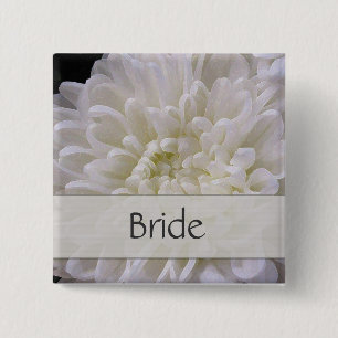 Badge Carré 5 Cm Pin l'épousant blanc pour la jeune mariée